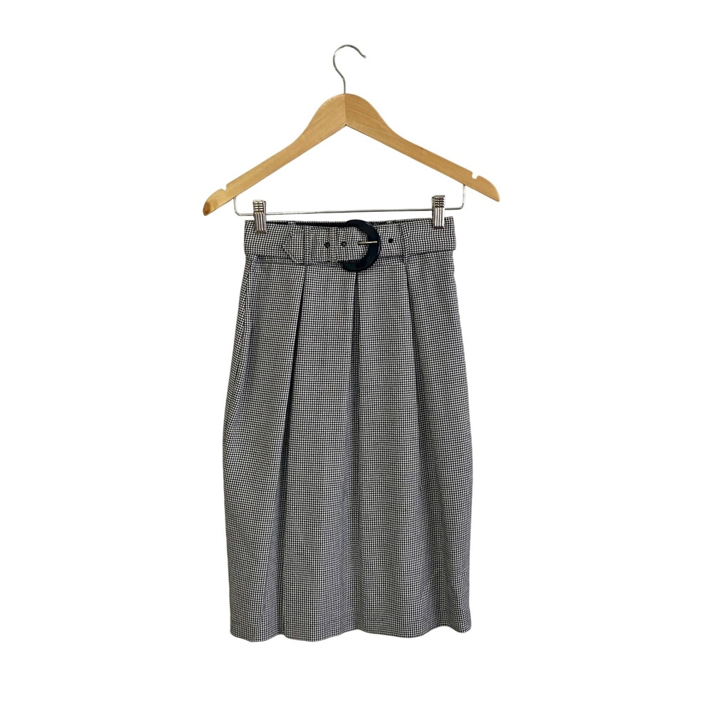 Vintage Maren Houndstooth Pencil Skirt Size 4 Belted High‎ Waisted Pleated USA
